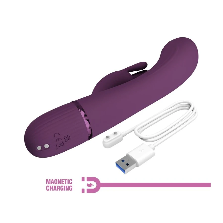 PRETTY LOVE - ROCCO RECHARGEABLE RABBIT VIBRATOR 10 FUNCTIONS PURPLE